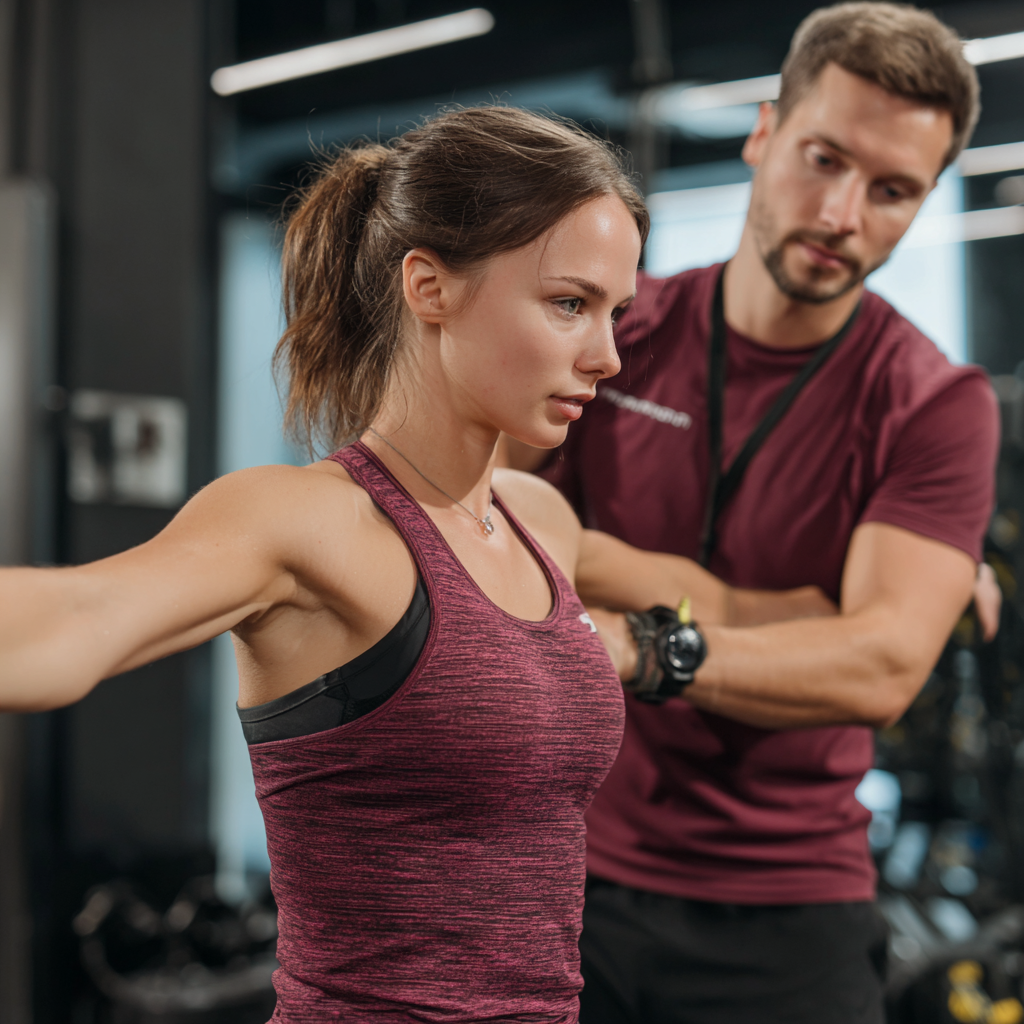 Smiling Ukrainian adults preparing healthy post-workout meals in a bright kitchen